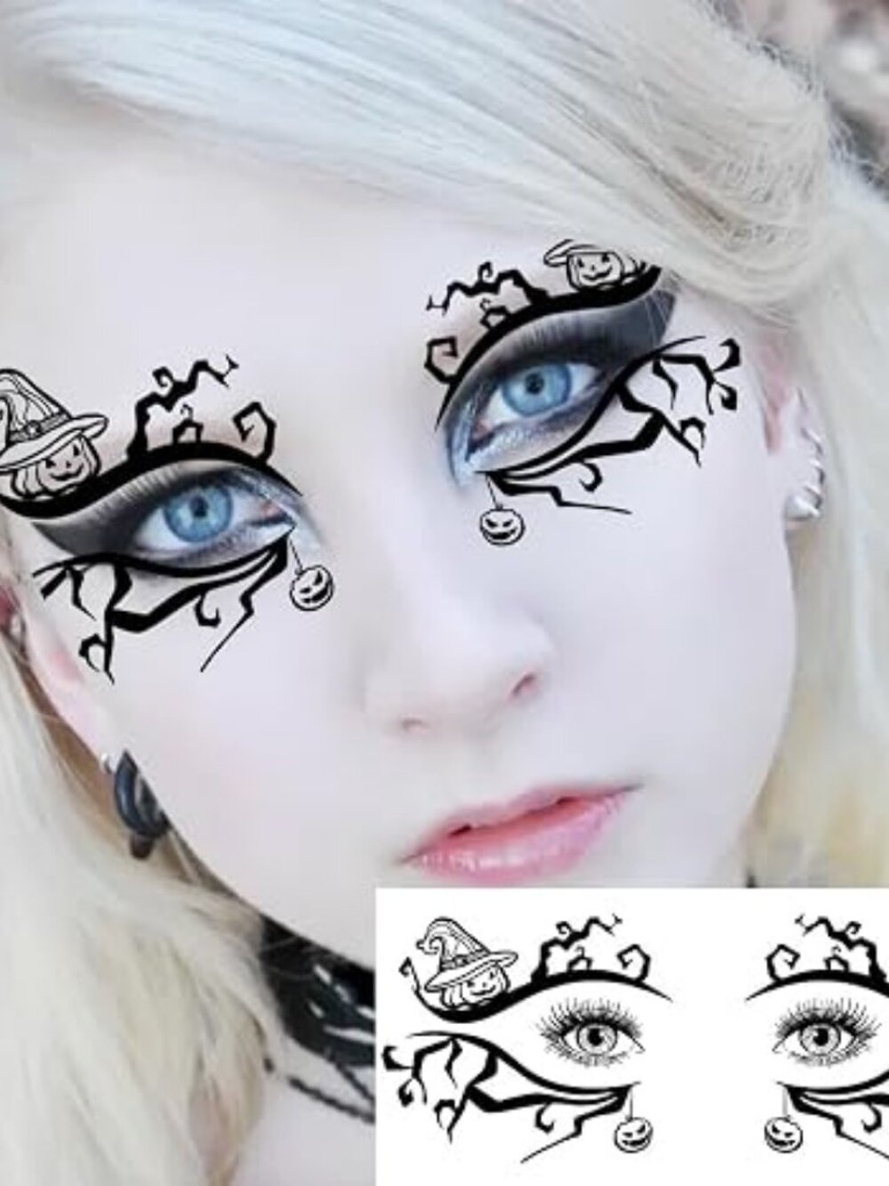 7 Sheets Halloween Eye Shadow Temporary Tattoos For Women Men Kids Adults, Hallo